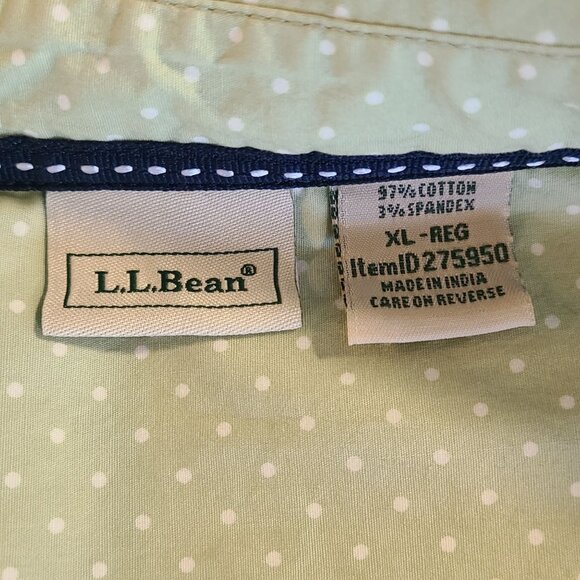 LL Bean Shirt Polka Dots Button Pockets Roll Tab Long Sleeve XL Classic Relaxed - Picture 5 of 7